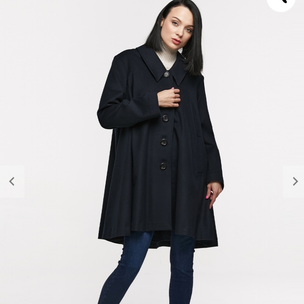 Cape Mid-Length Cashmere Wool Blend Coat (Black) - LIT Activewear